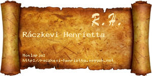 Ráczkevi Henrietta névjegykártya